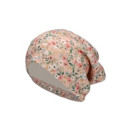 Sterntaler Baby Girls' Beanie Baby Slouch Beanie Flowers Hat - Beanie Baby, Children's Beanie - Lined with Cotton Fleece - Pink, pink