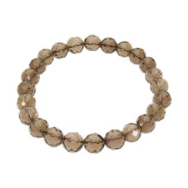 schoener-mineralienschmuck / Edelsteinschmuck Smoky Quartz Bracelet Faceted Smoky Quartz Beads Size Approx. 8 mm Bracelet Size Approx. 19 cm Stretch Bracelet Brown, Crystal, Quartz