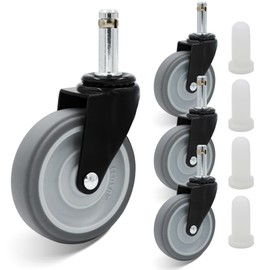 QAVBFA 3-Inch Swivel Stem Caster Replacement Wheels – Heavy Duty TPR Wheels with 7/16-Inch Stem Diameter, Set of 4 – Fit for Mop Bucket Cart, Shop Vac & Utility Carts (3 Inch-300LB)