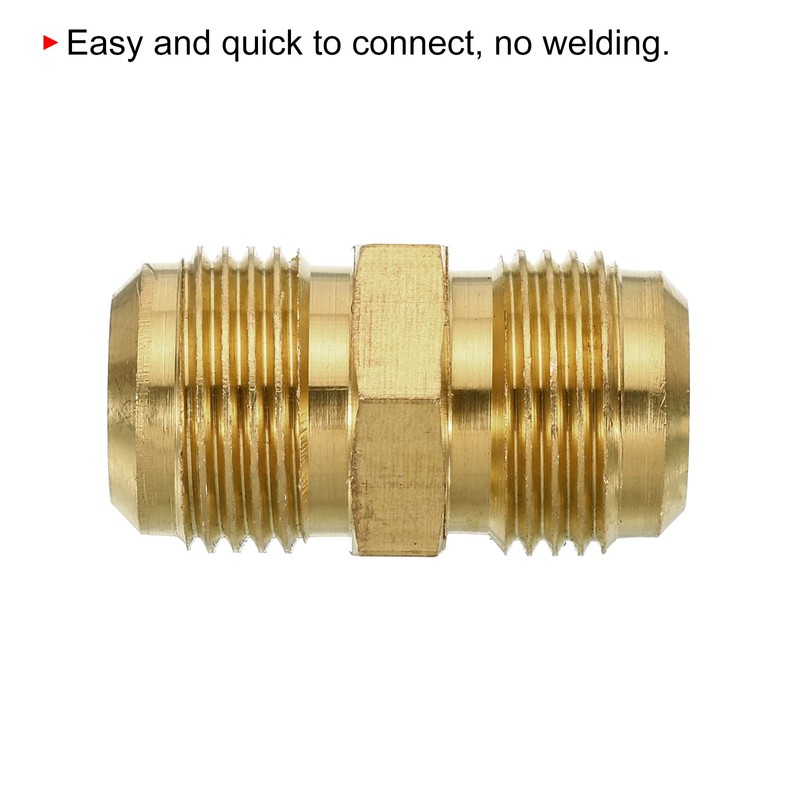 sourcing map Brass Tube Coupler, 5/8" Flare x 5/8" Flare