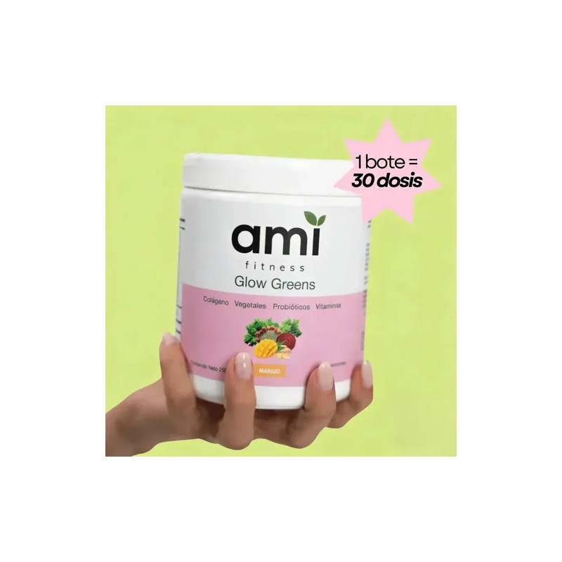 Polvo Ami Fitness Glow Green Colágeno Probióticos Jugo Verde