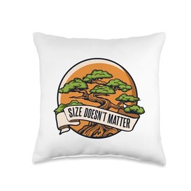 Bonsai Tree Plant Tools Care Kit Set Gifts Ideas Size Doesn't Matter Indoor Pots Penjing Bonsai Throw Pillow, 16x16, Multicolor