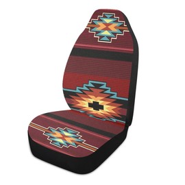 LONSANT Native American Tribal Car Seat Covers Set of 2,Southwest Native Aztec Red Print Navajo Design Universal Auto Front Seat Cushion Protector for Women Men Cute Car Accessories Fit for Car Truck