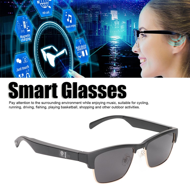 Bluetooth Sunglasses Polarized Lens Waterproof Smart Glasses with Open Ear