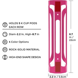 kedofa K Cup Holder for Keurig: Coffee Pod Holder for Counter Small Space - Kcup holder for Wall Mount (4, Rose Red)