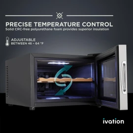Ivation Premium Stainless Steel 8 Bottle Horizontal Thermoelectric Wine Cooler/Chiller Counter Top Red & White Wine Cellar w/Digital Temperature, Freestanding Refrigerator Quiet Operation Fridge