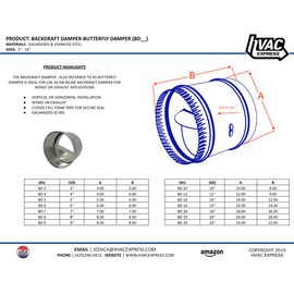 HVAC Express Butterfly Backdraft Damper (12 Inch) (BD 12) - Silver - Universal Fit - Vehicle with 12-inch Exhaust Pipe
