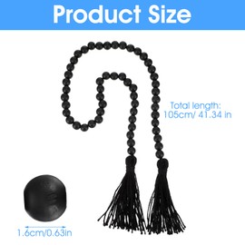 GEEHUA Wood Bead Garland Farmhouse with Tassels, Black Wooden Prayer Decorative Beads Wooden Bead Garland String Wall Hanging Accent for Home Festival Table Decor