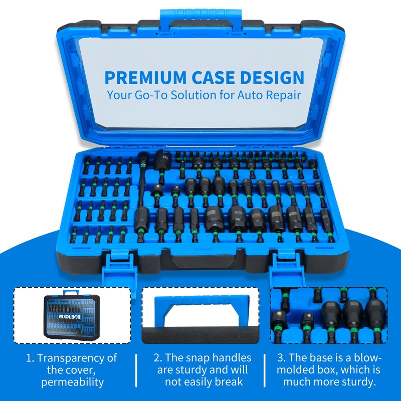 WIXOLBOR 74PC Magnetic Nut Driver Set, Metric/SAE for Impact Drivers