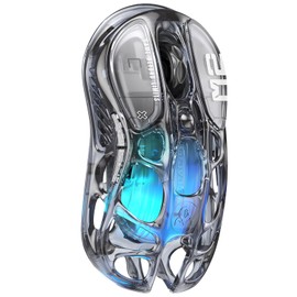 GravaStar Mercury M2 Wireless Gaming Mouse with 26,000 DPI, PAW3395DM Sensor -79g Lightweight Hollowed-Out Design -5 Programmable Buttons -5 Dynamic Lightsync RGB - Transparent Black