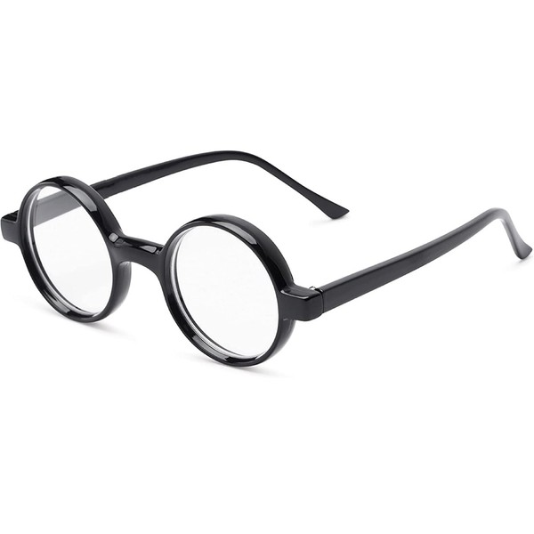 The Wizard, Nerd Style Round Reading Glasses +2.50 Black