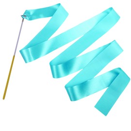 HiUnicorn 12PCS Mint Green Dance Ribbons for Kids Rhythmic Gymnastics Birthday Party Favors Decoration, Ribbon Baton Twirling Sticks Silks Streamers Wands for Girls