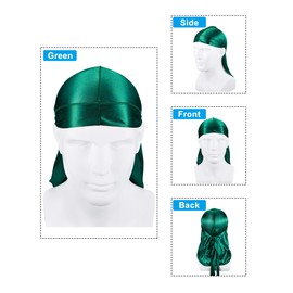 12 Pieces Silky Durag Caps Soft Long Tail Headscarf Elastic Wide Straps Headwraps for Women Men Favors, 12 Colors (Chic Mixed Colors)