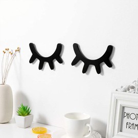 1 Pair of Eye Eyelashes Wooden Children's Room Wall Decoration Eyelashes Background Wall Sticker Eyelashes Wood for Children Bedroom Wall Art Decoration Environmentally Friendly Christmas Decoration