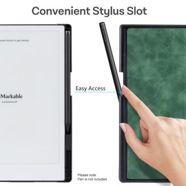 CoBak Case for Remarkable 2 Tablet - Lightweight and Hard Back Shell Protective Book Folio Cover with Built-in Pen Holder - Only for 10.3" 2020 Released (Emerald Green with Stand)
