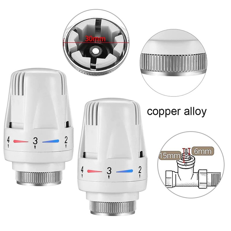 2 Pcs Thermostatic Radiator Heads Automatical Temperature Control Heads Anti