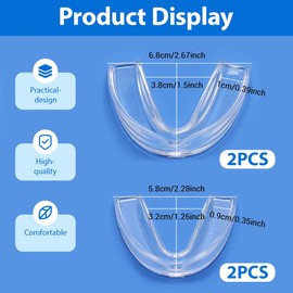 GXGM 4 Stück Aufbissschiene für Nacht, 2 Größen Mundschutz gegen Zähneknirschen, Anti-Schnarchen, verbessert die Schlafqualität, Unisex