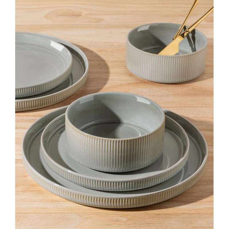 TheTerra Ceramic Dinnerware Sets for 4, 12 Pieces Porcelain Lightweight
