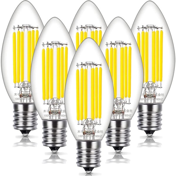 Acidea LED Chandelier Bulb, E17 Base, C35 6W 60W Equivalent Filament Bulb, Daylight White, 4000K, 813lm, High Brightness LED Edison Bulb, Enclosed Fixture, Energy Saving, PSE Certified, Candelabra Not