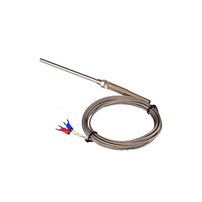 ZJIA Termopar tipo K de 100 mm, acero inoxidable, pala,