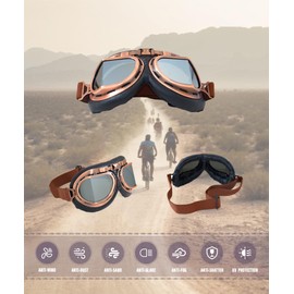 CRG Sports Motorcycle Goggle Vintage Aviator Pilot Style Motorcycle Cruiser Scooter Goggle for Man,Women, Adult