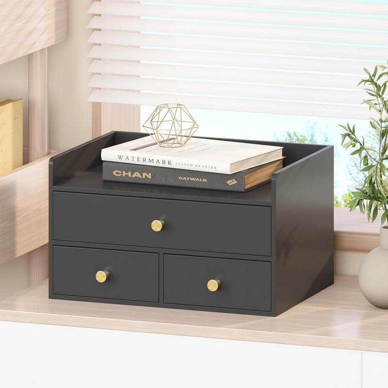 Xadgve Bamboo Desk Organizer - Stackable, No Assembly Required, Ideal