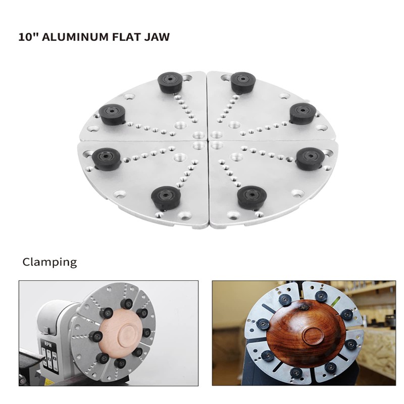 Woodworking 10" Flat Jaws for 4inch/4.5inch C-Series Lathe Woodturning Chucks(CSC3000C,