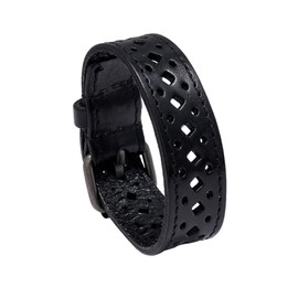 Kim Carrey Bracelet for Men | Genuine Leather Men's Bracelet | Buckle Cowhide Bracelets | Casual Leather Bracelet for Men Gift (Black)
