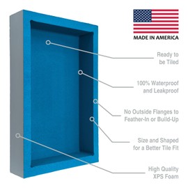 Noble Pre-Formed Rectangular Shower Niche 314 12"x20" with Adjustable Shelf Easy Install Water-Resistant Bathroom Storage Shelf Modern Design for Shower Essentials Durable and Stylish Organizer