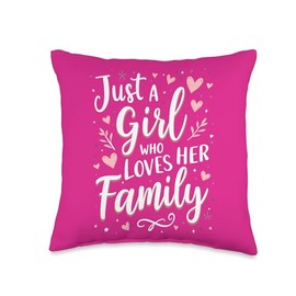 Just A Girl Who Loves Her Family, Cute Heartfelt Design Throw Pillow