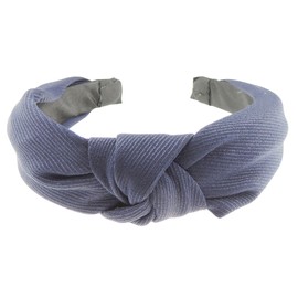 Ladies Draped Chiffon Stripe Twist Knot Headband Alice Band (Navy)