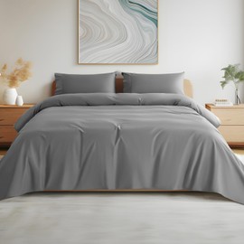 SONORO KATE 100% Egyptian Cotton Sheets - 800 Thread Count, Luxury Hotel Sateen Weave Sheets, Cooling, Soft & Breathable Bed Sheets Set, Fits 16" Deep Pocket - 4 PC (Grey,Queen)