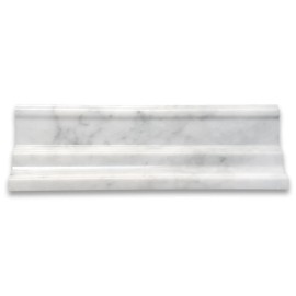 Stone Center Online C02P Carrara White Marble Large Cap Crown Square Edge Trim Molding Polished