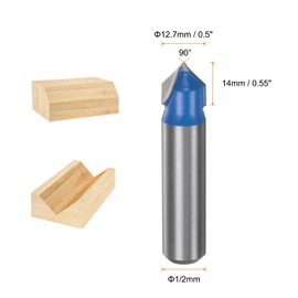 HARFINGTON Router Bits 1/2" Dia 1/2" Shank 90 Degree V Type End Mill Carbide for Woodworking Carpentry Engraving Edge Trimmer Cutter Tools