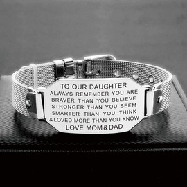 FALOGIJE To Our Daughter Gifts from Mom and Dad - 21st Birthday Gifts for Her Women, Inspirational Bracelet for Teen Daughter Christmas