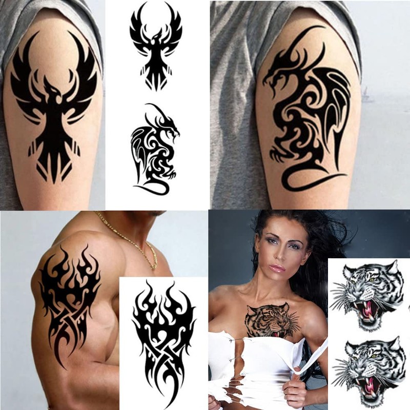 12 Autocollants De Tatouage Temporary Demi-bras Pour Hommes Et Femmes