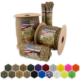 TOUGH-GRID 550lb Mixed Camo Paracord/Parachute Cord - 100% Nylon Mil-Spec Type III Paracord Used by The US Military, Great for Bracelets and Lanyards, 50Ft. - Mixed Camo