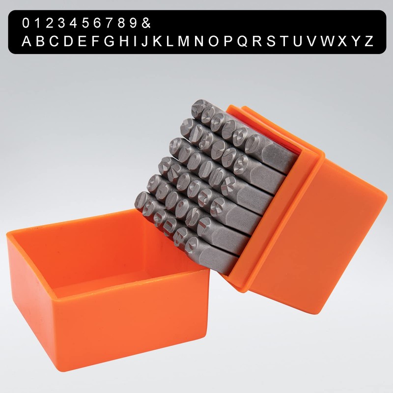 Metal Letter Punch Set 1/4 (6mm),36PC Steel Number and Letter