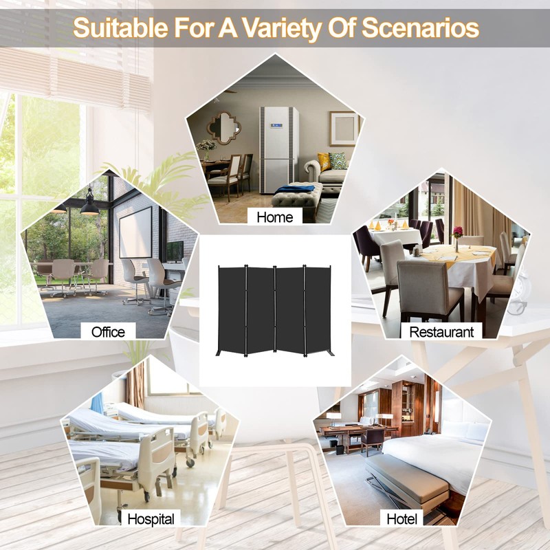 MAYOLIAH 4 Panel Room Divider Screen 6Ft Tall Foldable Privacy