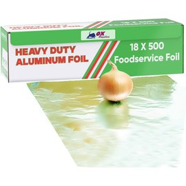 1 Pack Aluminum Foil Wrap 18"x 500 Feet - 22 Microns Heavy-Duty, Commercial Grade for Food Service Industry - Silver Foil for Cooking, BBQ and Baking