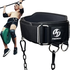 2-in-1 Weightlifting Belt & Dip Belt with 41 IN Steel Chain, Double-Layer Design, Powerlifting Gym Belt for Pull Up, Squat, Deadlifts & Added Weight Training, Unisex for Men & Women(Medium)