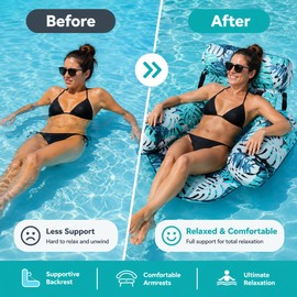 Inflatable Pool Lounge Chairs for Adults – Mesh Sling Water Floats for Pool & Beach Relaxing