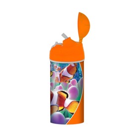 3D LiveLife Drinking Bottle - Clown Fish from Deluxebase. 3D Lenticular Ocean Water Bottle with Straw. 600ml Kids Drinks Bottle with Original Artwork from Renowned Artist, David Penfound