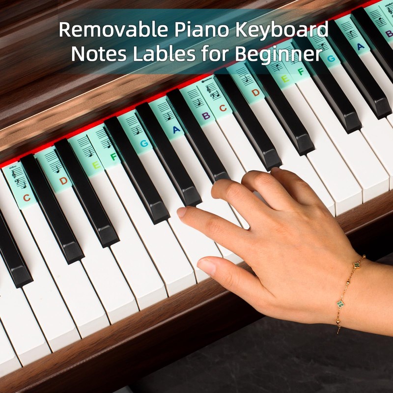 ZHRUNS Removable Piano Key Stickers - 61 Key Glow-in-The-Dark Keyboard