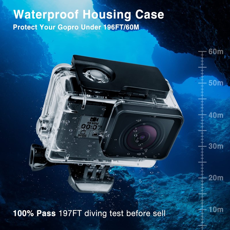 REDTRON Waterproof Housing Case for GoPro Hero 5/6/7, 60M Diving