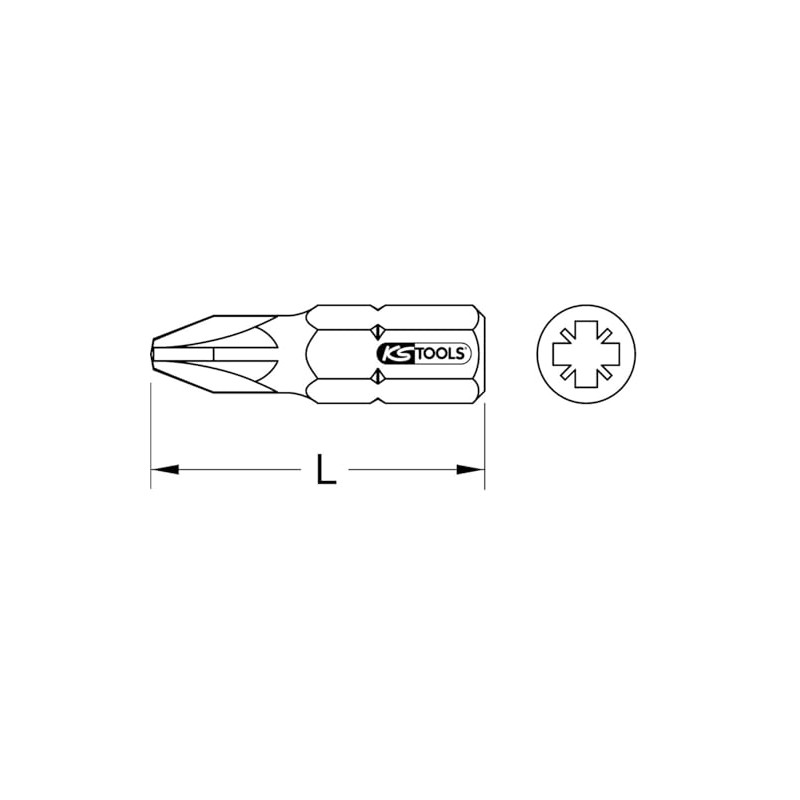 'KS Tools 9183216 Torsion Power Bit, 25 mm, PZ3 Length