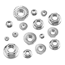 BGTXINGI 140 Pieces 7 Types 304 Stainless Steel M3 M4 M5 M6 M8 M10 M12 Stainless Steel DIN6923 Hex Flange Nuts Assortment Kit with Moulded Teeth for Slip Resistance and Anti-Loose