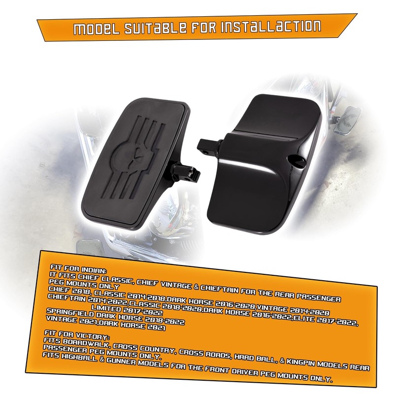 Kinglemc Front Rear Rider Passenger Floorboard FootPeg for Victory/Indian (Skull,