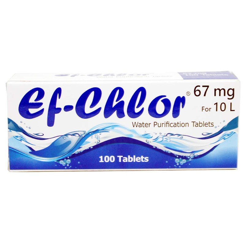 Ef-Chlor Water Purification Treatment (100 Tablets), 67 mg, Portable Drinking