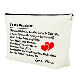 Daughter Gift from Mom Dad to My Daughter Birthday 25X17CM Makeup Bag Gift for Teen Girls Wedding Graduation Bridal Shower Gift for Adult Daughter Makeup Travel Pouch